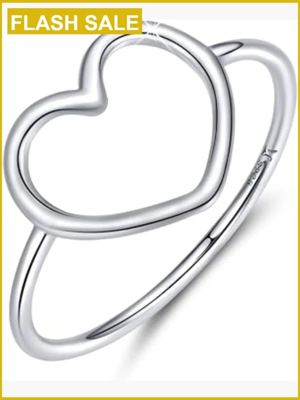 Sterling Silver 925 Minimalist Heart Ring Wedding Statement Jewelry Size 10